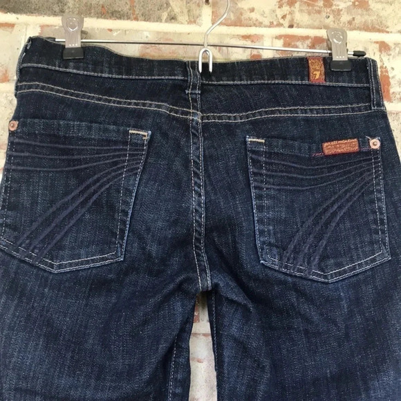 7 For All Mankind Dark Wash Dojo Crop Jeans - Picture 7 of 12